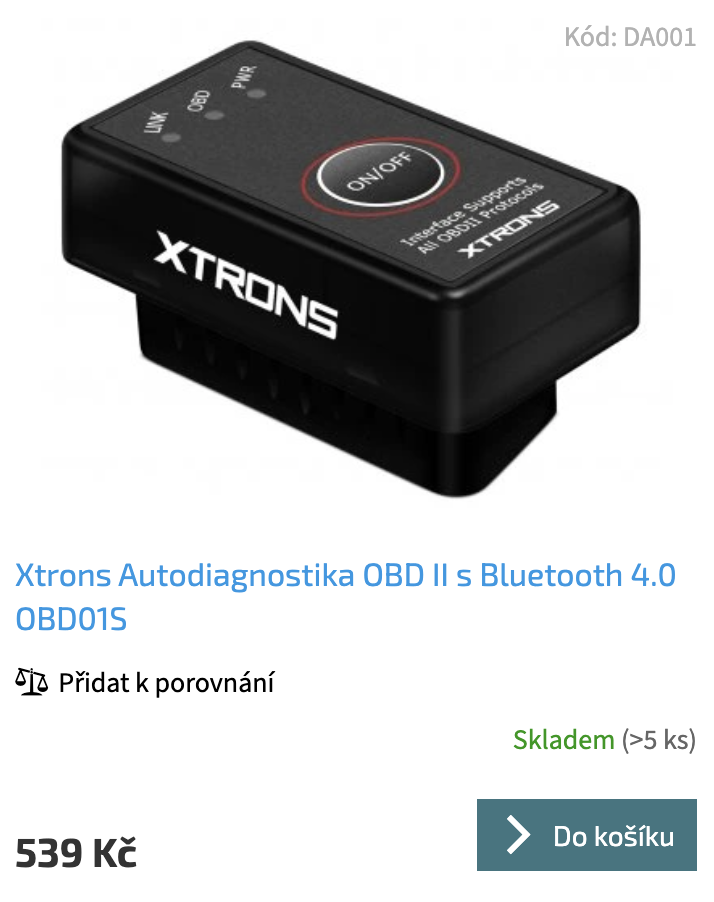 Xtrons Autodiagnostika OBD II s Bluetooth 4.0 OBD01S_2